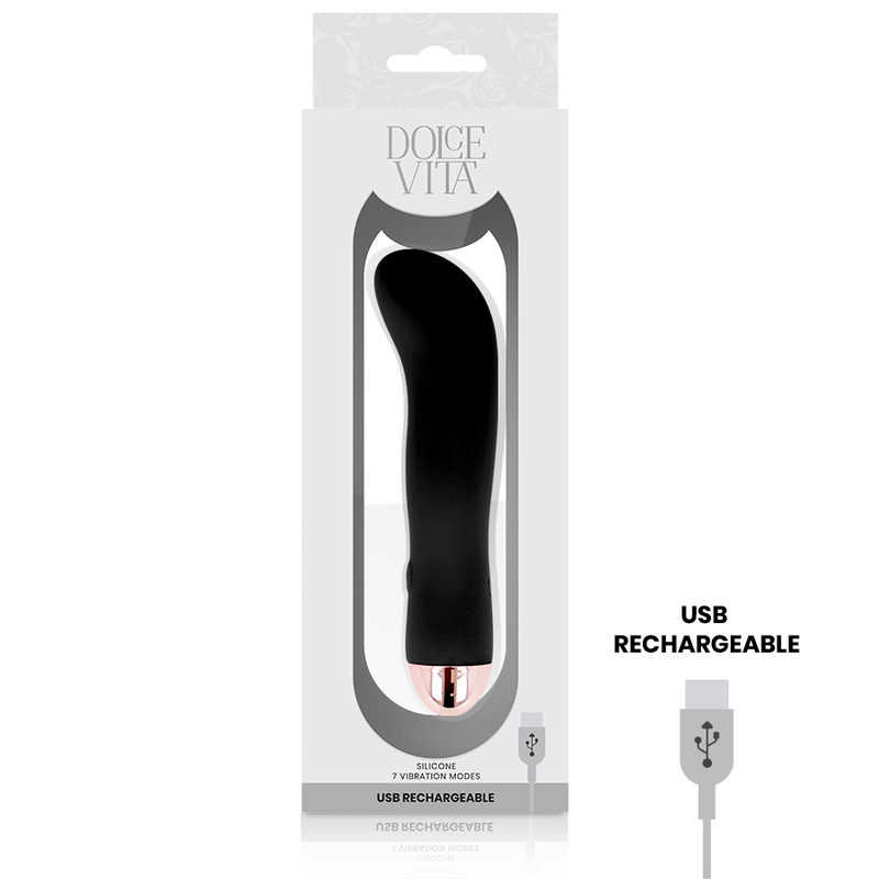 DOLCE VITA - VIBRATEUR RECHARGEABLE DEUX NOIR 7 VITESSES