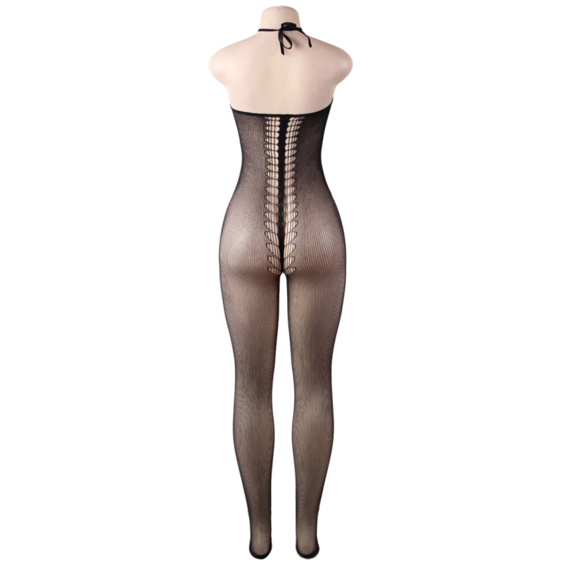 QUEEN LINGERIE - BODYSTOCKING HALTER COU S/L