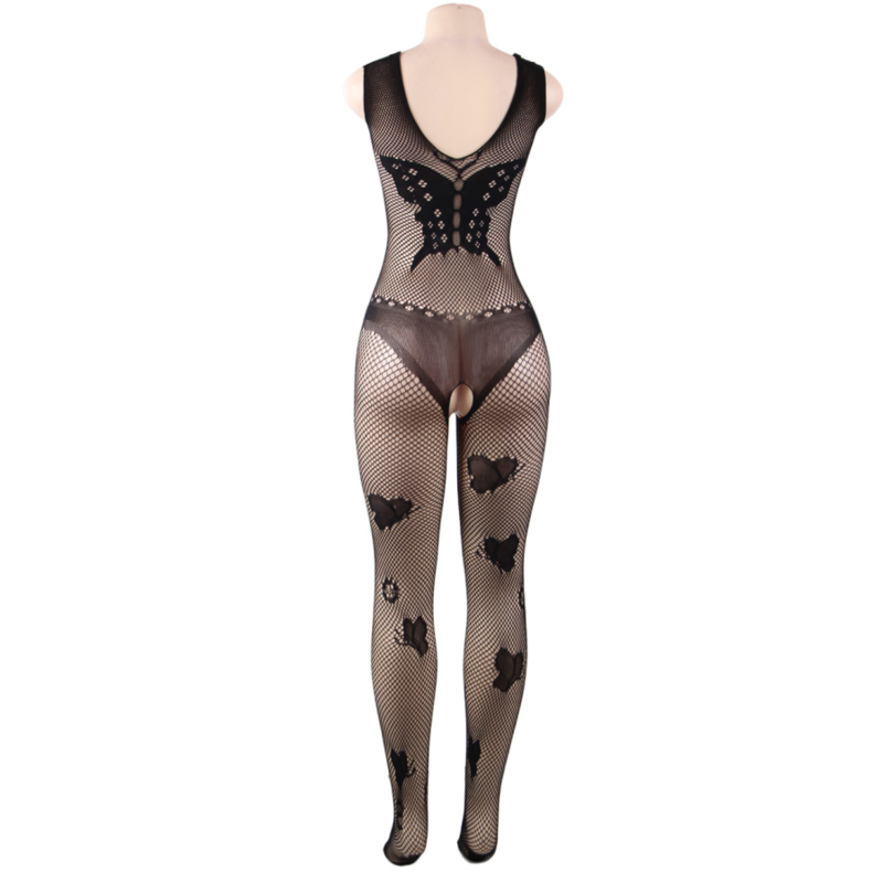 QUEEN LINGERIE - BODYSTOCKING BRODÉ PAPILLON S/L