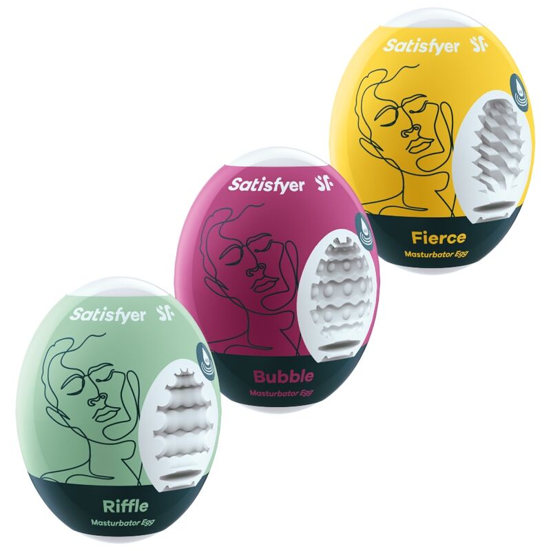 SATISFYER - 3 OEUFS MASTURBATEURS RIFFLE, BUBBLE & FIERCE