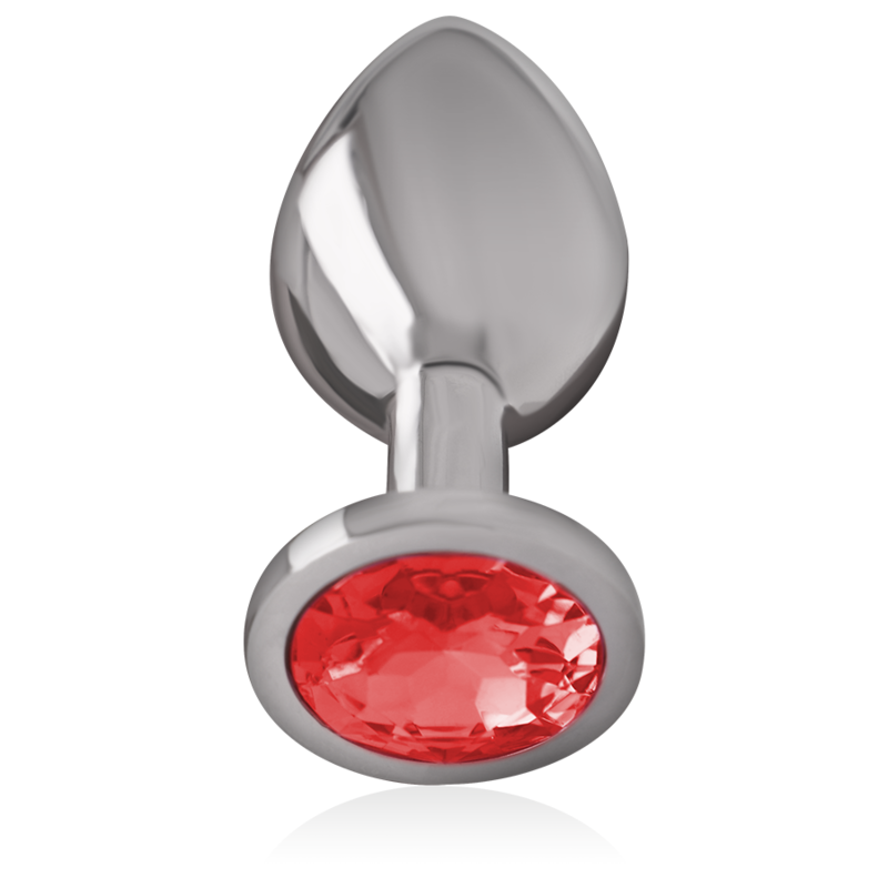 INTENSE - PLUG ANAL EN MÉTAL ALUMINIUM AVEC CRISTAL ROUGE TAILLE L