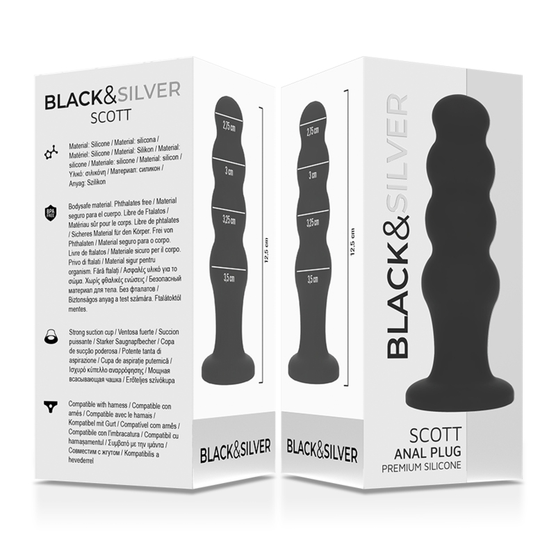 BLACK&SILVER - PLUG ANAL EN SILICONE SCOTT PREMIUM NOIR