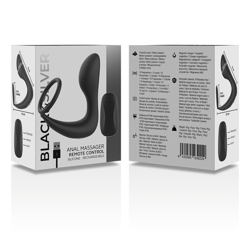 BLACK&SILVER - MASSEUR ANAL TÉLÉCOMMANDE RECHARGEABLE SILICONE NOIR