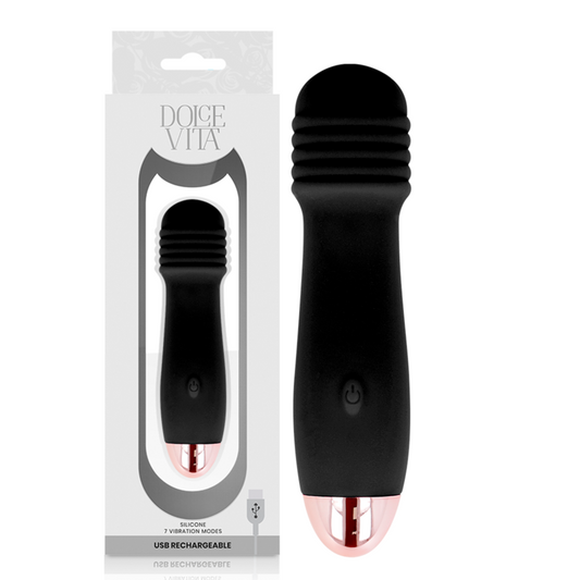 DOLCE VITA - VIBRATEUR RECHARGEABLE TROIS NOIR 7 VITESSES