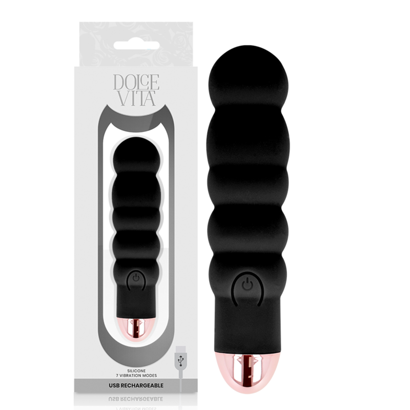 DOLCE VITA - VIBRATEUR RECHARGEABLE SIX NOIR 7 VITESSES