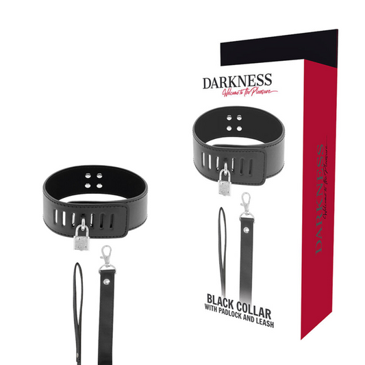 DARKNESS - COLLIER BDSM AVEC SERRURE NOIRE