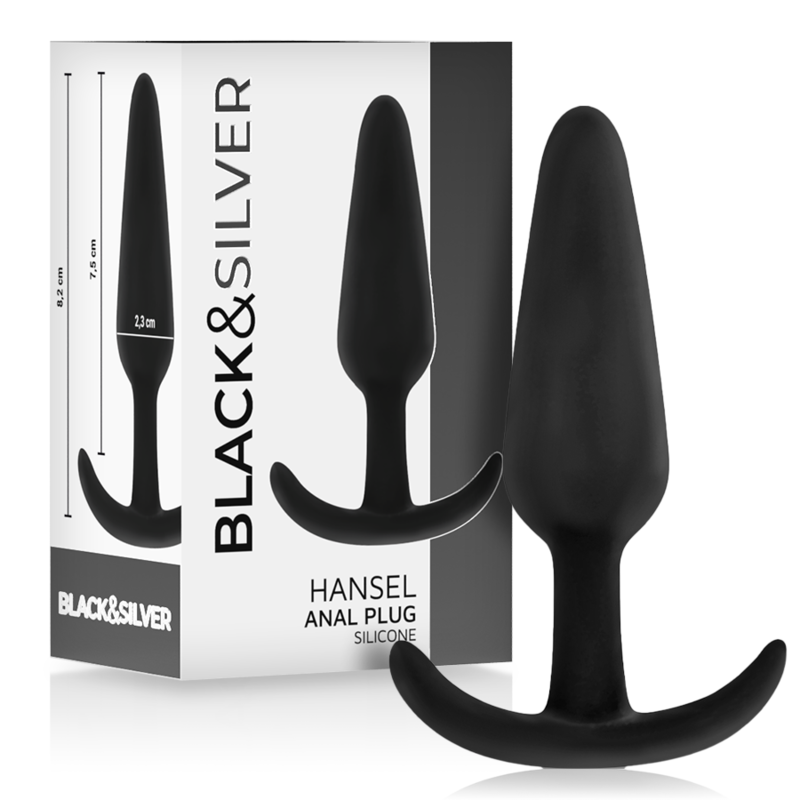 BLACK&SILVER - BOUCHON ANAL EN SILICONE HANSEL AVEC PETITE POIGNÉE