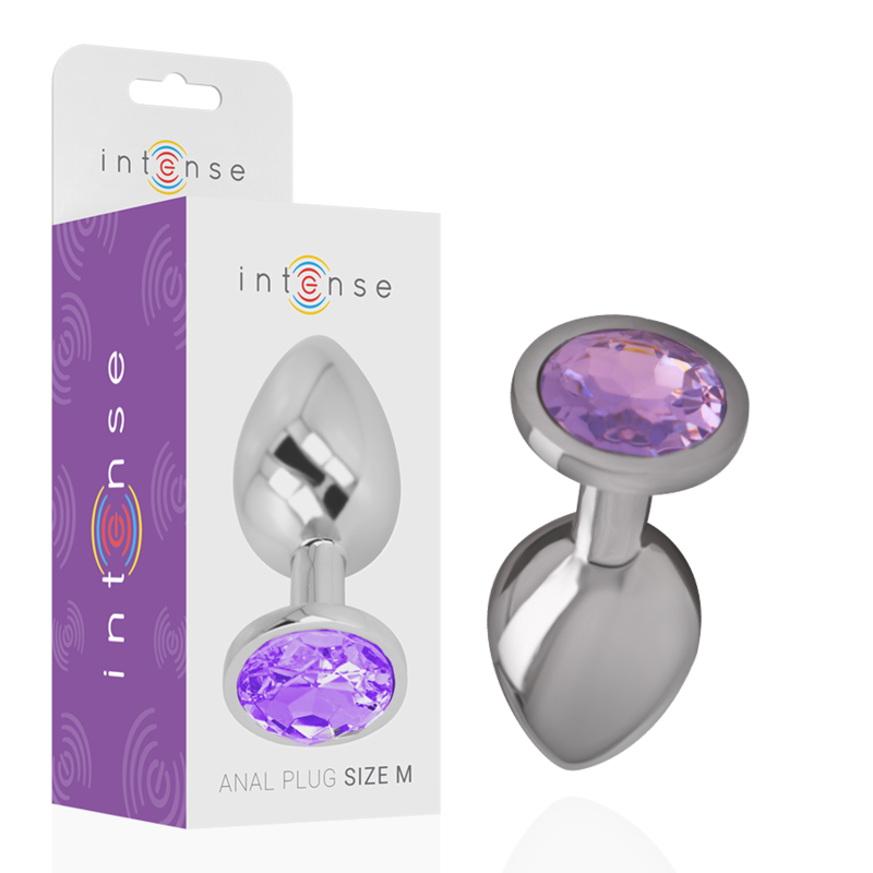 INTENSE - PLUG ANAL EN MÉTAL ALUMINIUM AVEC CRISTAL VIOLET TAILLE M