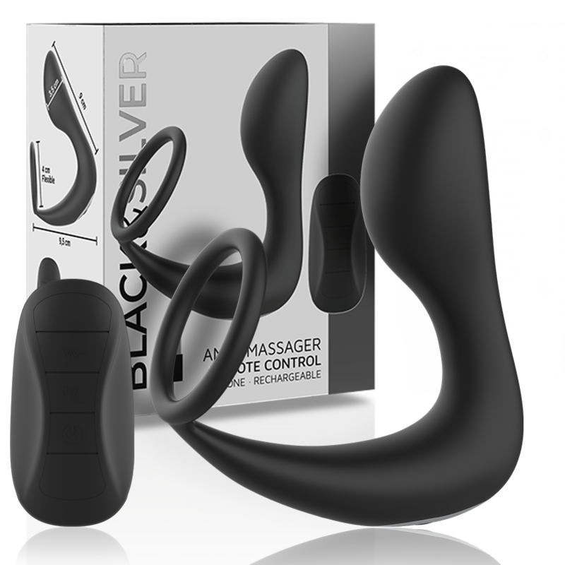 BLACK&SILVER - MASSEUR ANAL TÉLÉCOMMANDE RECHARGEABLE SILICONE NOIR