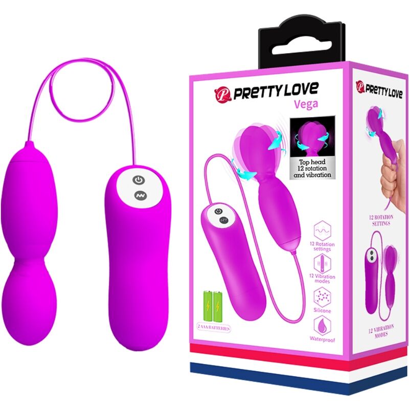 PRETTY LOVE - MASSEUR  ROTATION ET VIBRATION VEGA 12 FONCTIONS FUCHSIA