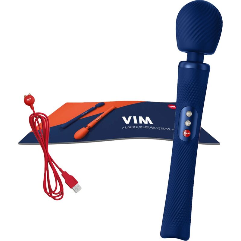 FUN FACTORY - VIM BAGUETTE RUMBLE VIBRANTE RECHARGEABLE EN SILICONE BLEU MINUIT