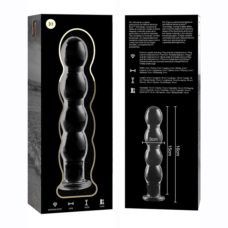 NEBULA SERIES BY IBIZA - MODÈLE 10 GODE EN VERRE BOROSILICATE CLAIR 16.5 CM -O- 3.5 CM