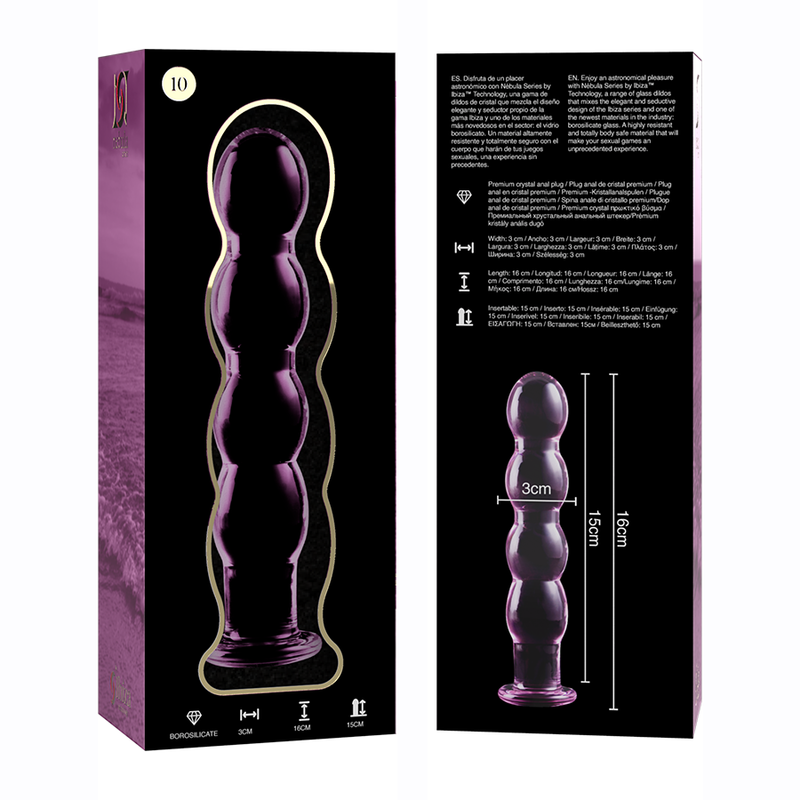 NEBULA SERIES BY IBIZA - MODÈLE 10 GODE EN VERRE BOROSILICATE CLAIR 16.5 CM -O- 3.5 CM