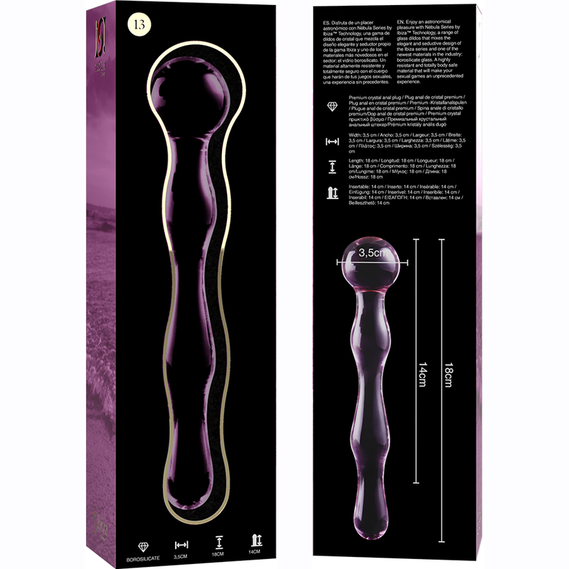 NEBULA SERIES BY IBIZA - MODÈLE 13 GODE EN VERRE BOROSILICATE CLAIR 18 CM -O- 3.5 CM