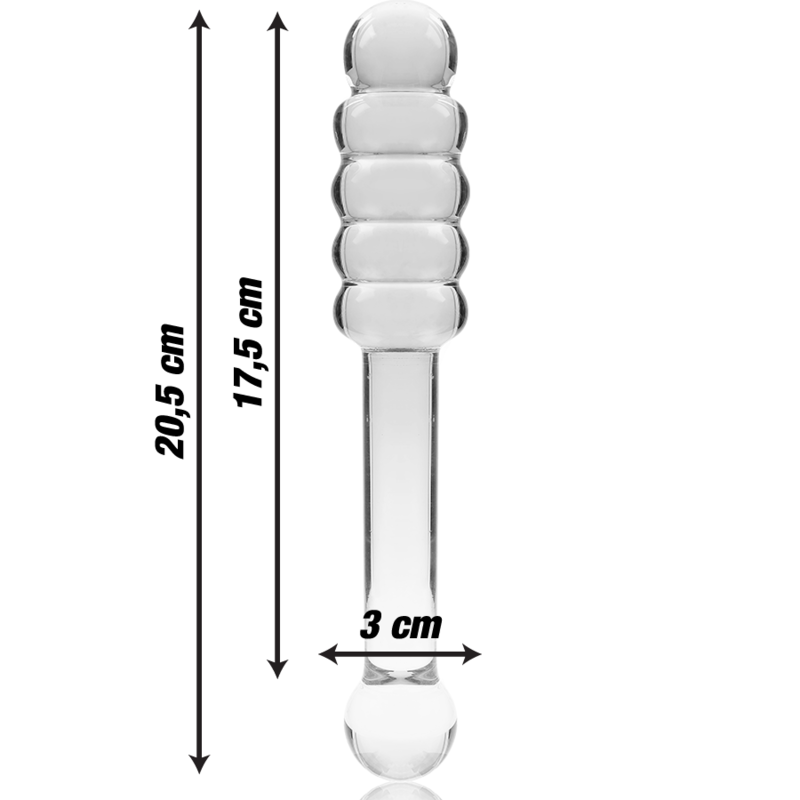 NEBULA SERIES BY IBIZA - MODÈLE 20 GODE EN VERRE BOROSILICATE CLAIR 20.5 CM -O- 3 CM