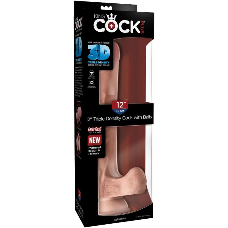 KING COCK - PÉNIS RÉALISTE AVEC BOULES 3D 24.8 CM LÉGER