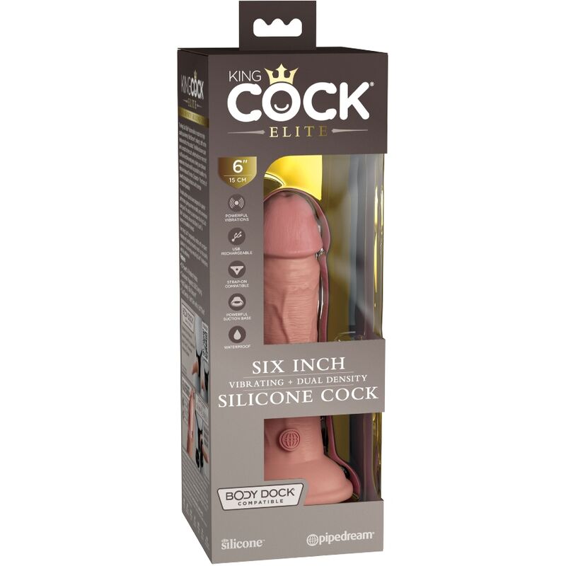 KING COCK - ELITE GODE RÉALISTE VIBRANT & SILICONE 15.2 CM