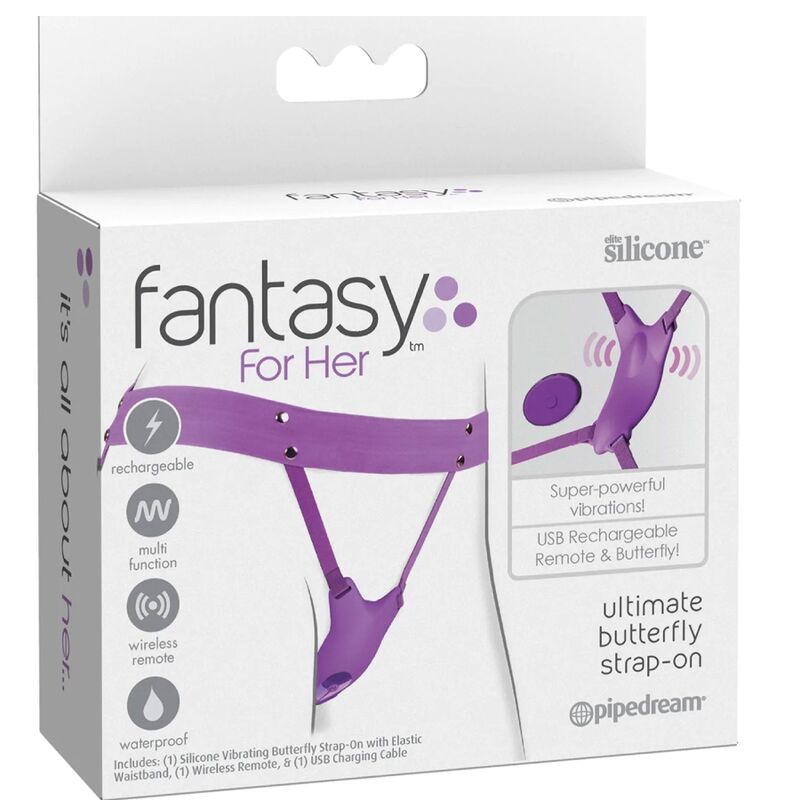 FANTASY FOR HER - HARNAIS PAPILLON VIBRANT, RECHARGEABLE & TÉLÉCOMMANDE VIOLET