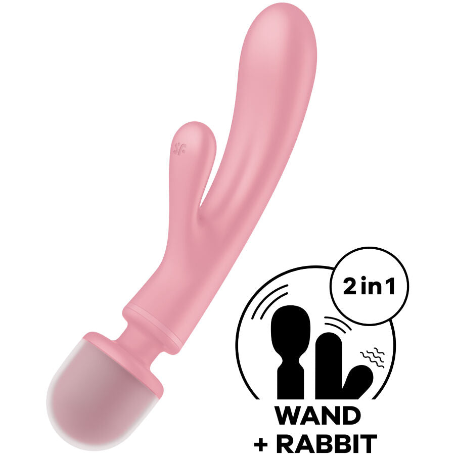 SATISFYER - MASSEUR VIBRATEUR LAPIN TRIPLE LOVER ROSE