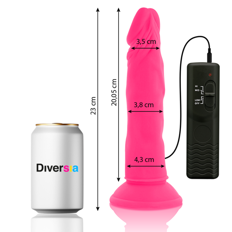 DIVERSIA - DILDO SOUPLE AVEC VIBRATION ROSE 23 CM -O- 4.3 CM