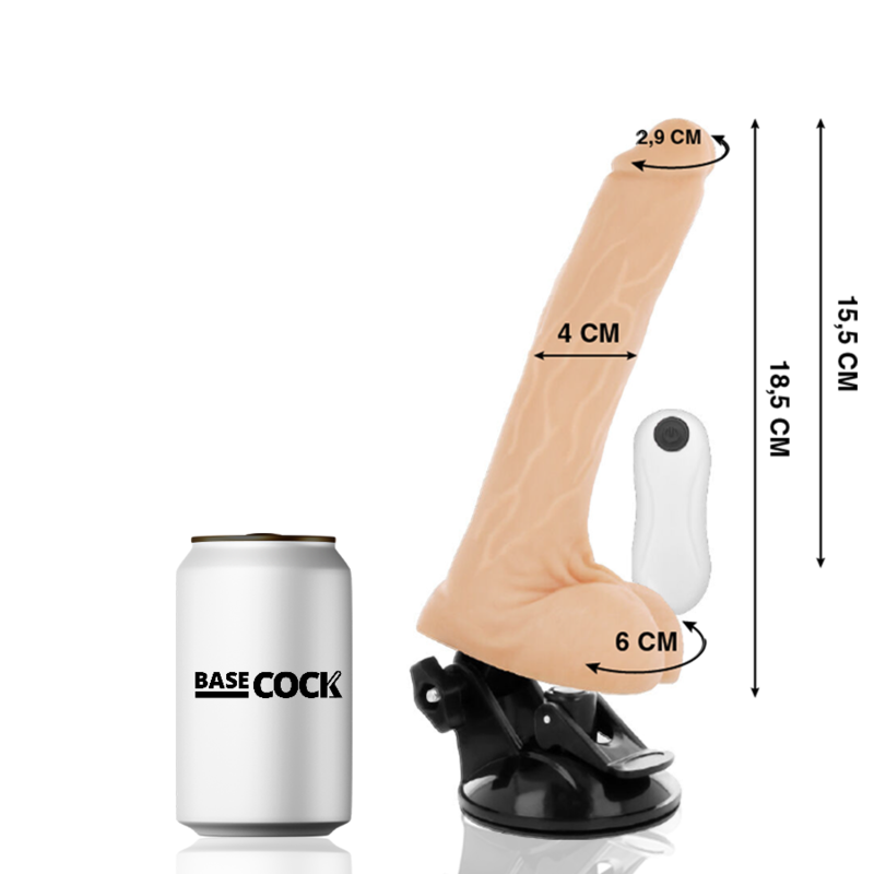 BASECOCK - VIBRATEUR ARTICULABLE TÉLÉCOMMANDE NATUREL 18.5 CM -O- 4 CM