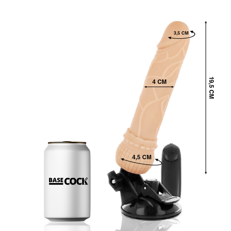 BASECOCK - VIBRATEUR RÉALISTE TÉLÉCOMMANDE NATUREL 19.5 CM -O- 4 CM