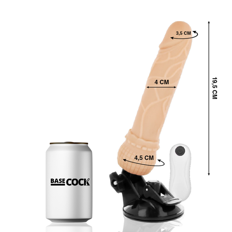 BASECOCK - VIBRATEUR TÉLÉCOMMANDE NATUREL RÉALISTE 19.5 CM -O- 4 CM