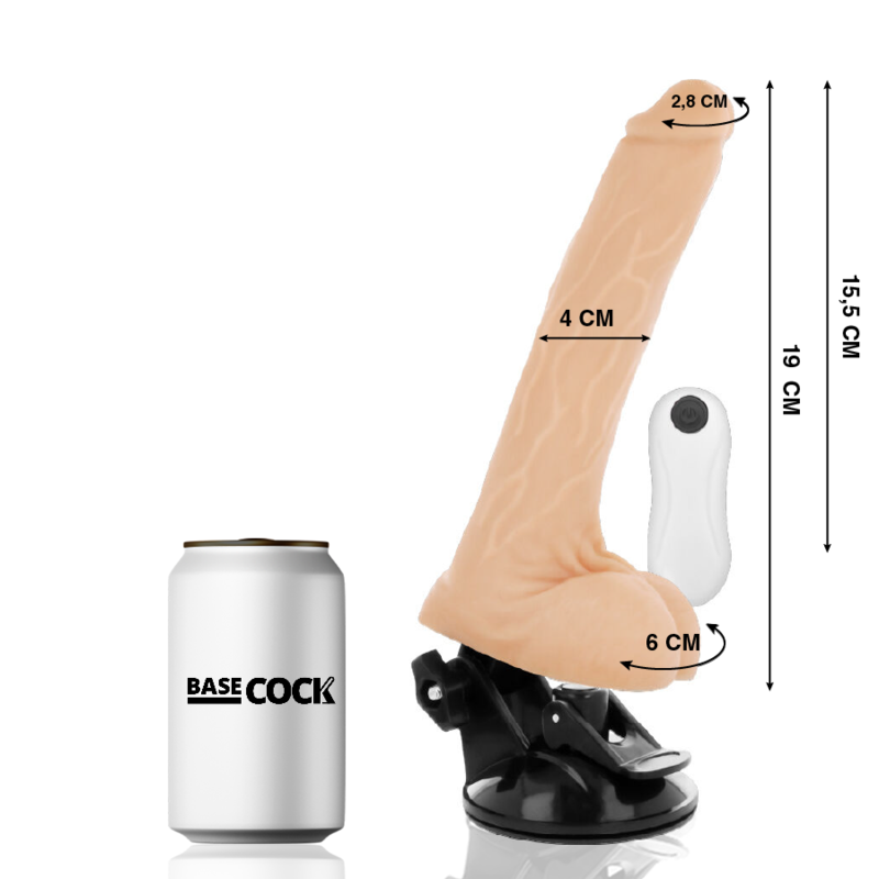 BASECOCK - VIBRATEUR NATUREL RÉALISTE TÉLÉCOMMANDE 19 CM -O- 4 CM