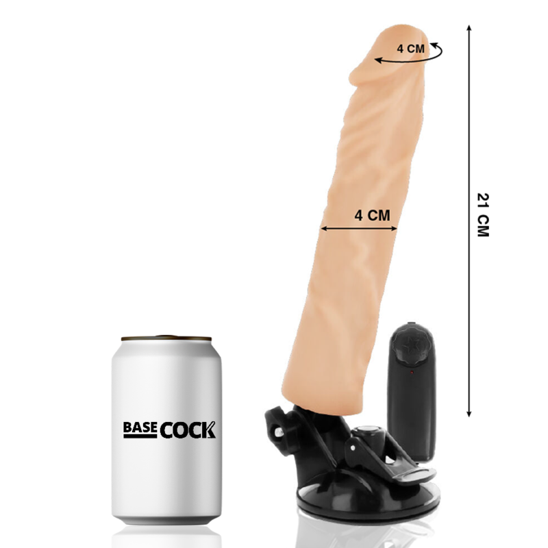 BASECOCK - VIBRATEUR RÉALISTE TÉLÉCOMMANDE NATUREL 21 CM -O- 4 CM