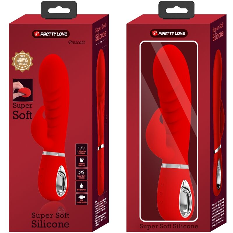 PRETTY LOVE - VIBRATEUR MULTIFONCTION G-SPOT PRESCOTT ROUGE