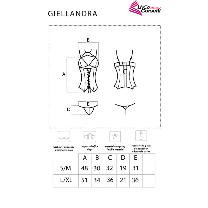 LIVCO CORSETTI FASHION - COLLECTION GIELLANDRA FOR THE SENSES CORSET + CULOTTE NOIR