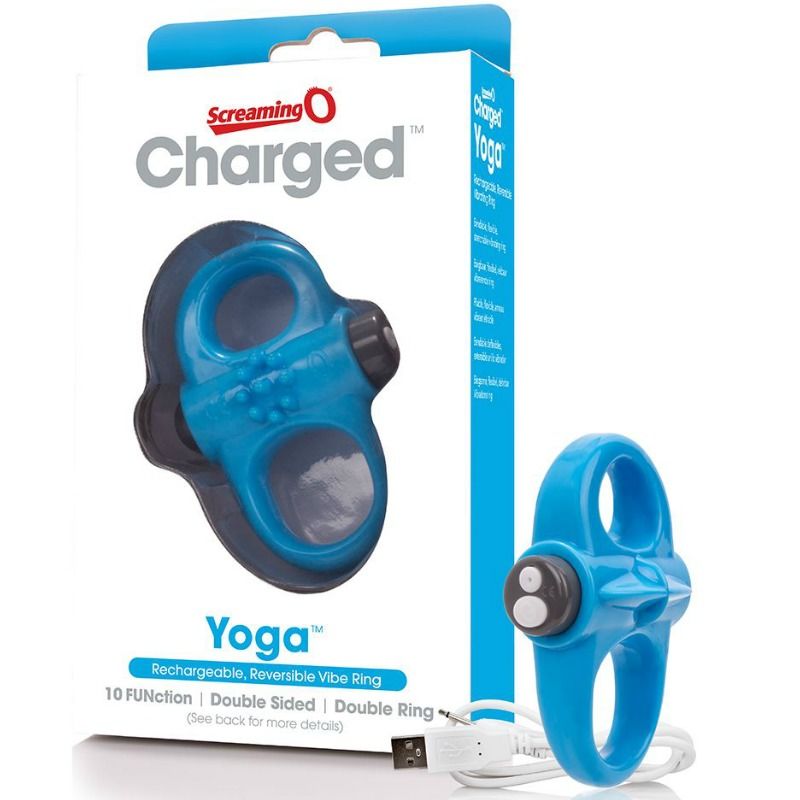 SCREAMING O - ANNEAU PÉNIEN VIBREUR RECHARGEABLE YOGA BLEU