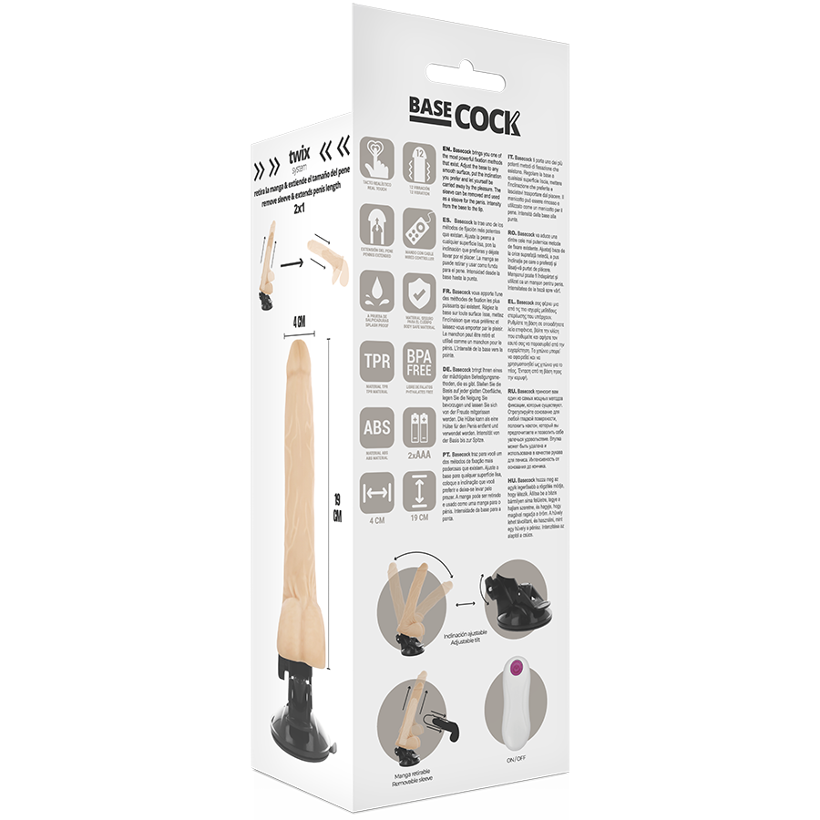 BASECOCK - VIBRATEUR NATUREL RÉALISTE TÉLÉCOMMANDE 19 CM -O- 4 CM