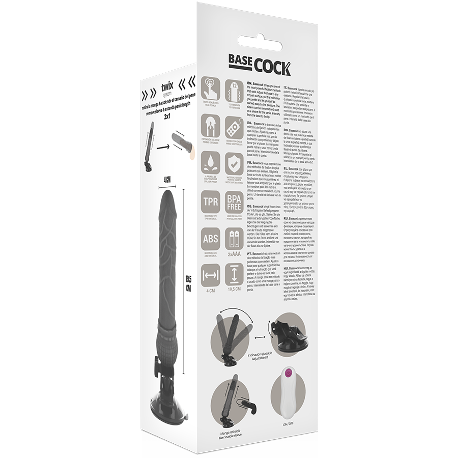 BASECOCK - VIBRATEUR TÉLÉCOMMANDE NATUREL RÉALISTE 19.5 CM -O- 4 CM