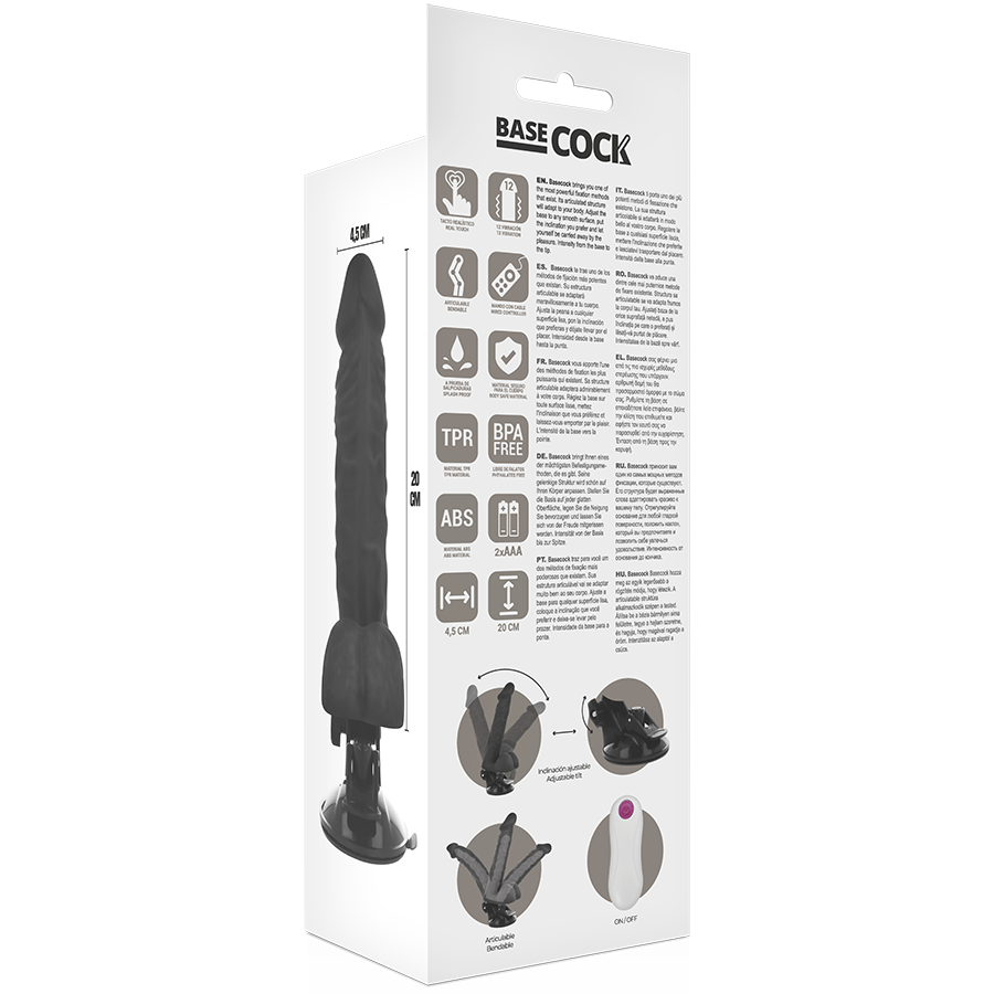 BASECOCK - VIBRATEUR ARTICULABLE TÉLÉCOMMANDE NATUREL 20 CM -O- 4.5 CM