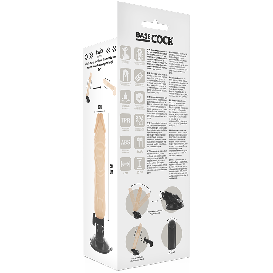 BASECOCK - VIBRATEUR TÉLÉCOMMANDE NATUREL RÉALISTE 20 CM -O- 4 CM