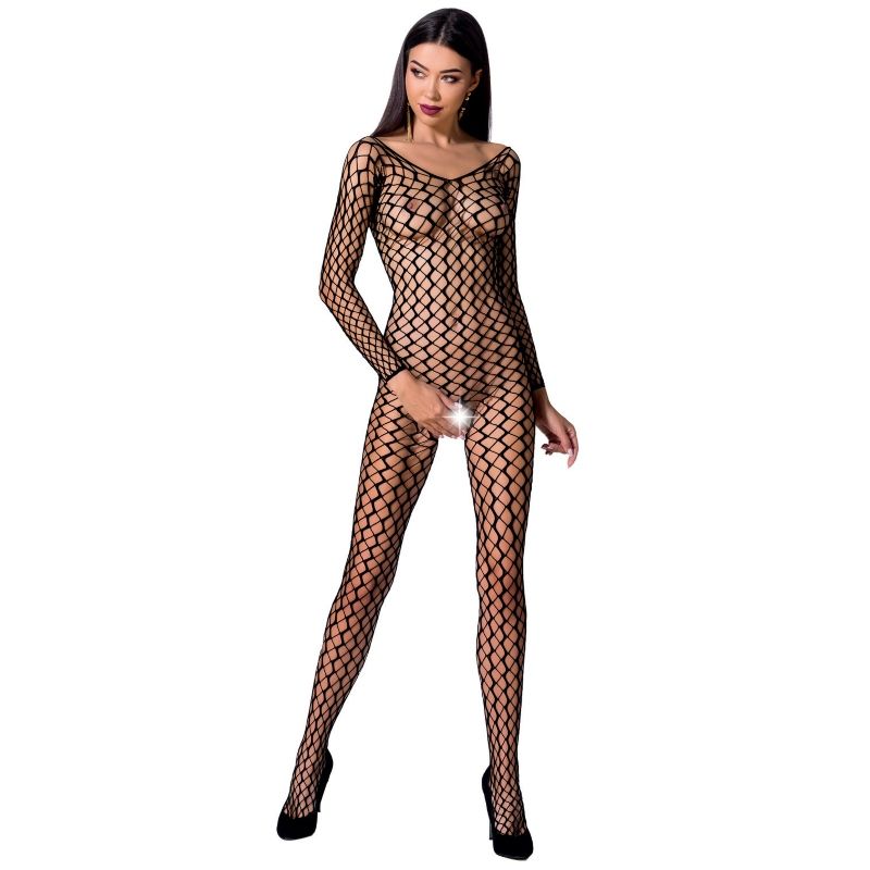 PASSION - FEMME BS068 BODYSTOCKING NOIR TAILLE UNIQUE