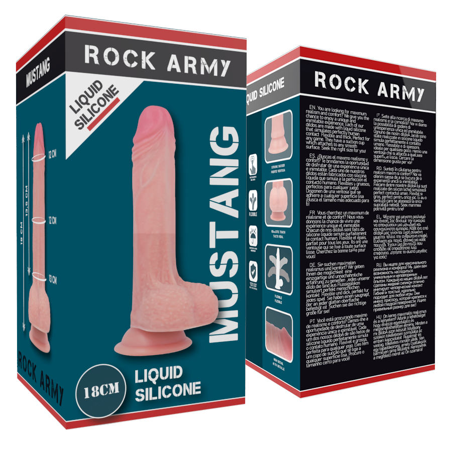 ROCKARMY - SILICONE LIQUIDE PREMIUM MUSTANG RÉALISTE 18 CM -O- 4.14 CM