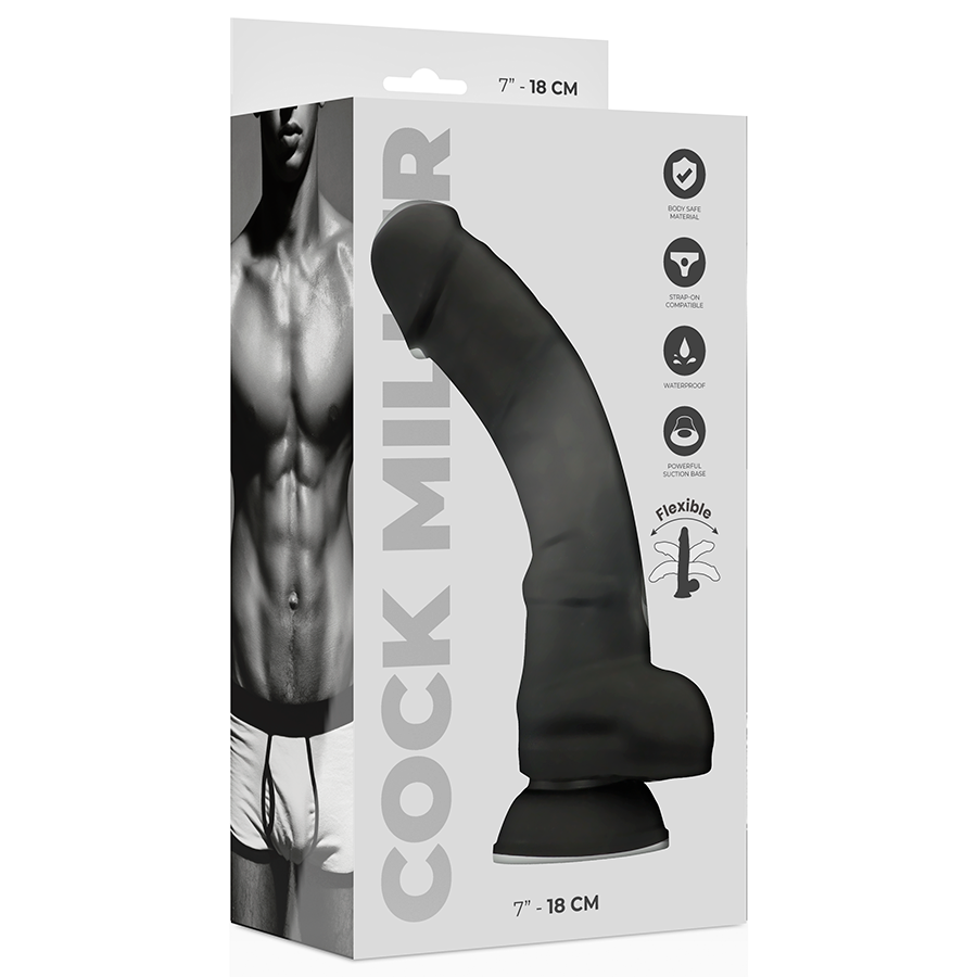 COCK MILLER - SILICONE DENSITÉ COCKSIL ARTICULABLE NOIR 18 CM