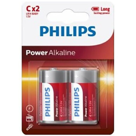 PHILIPS - PLAQUETTE PHILIPS POWER ALCALINE PILA C LR14 * 2