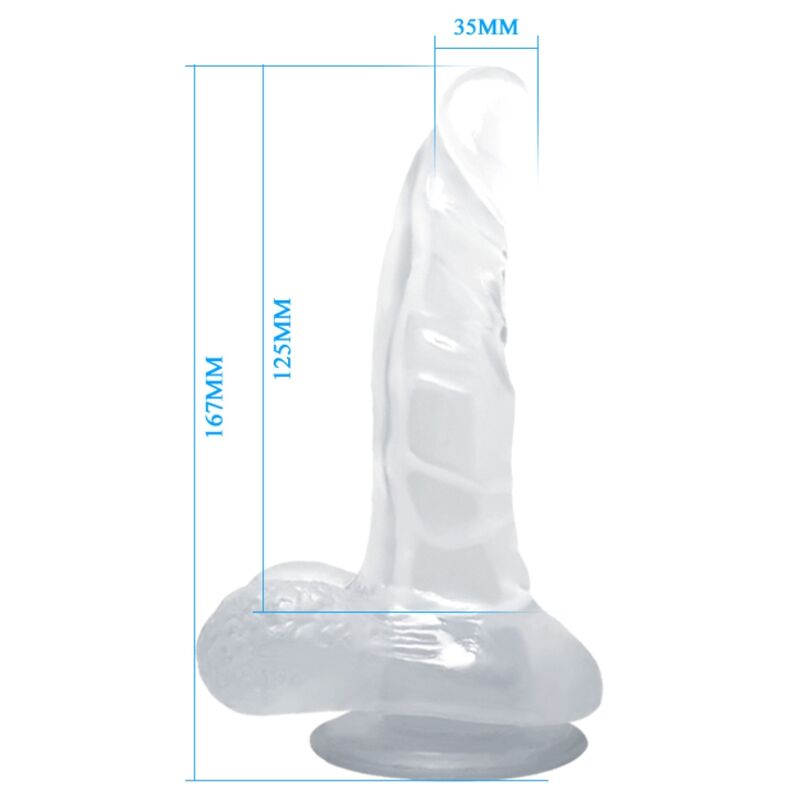 BAILE - GODE RÉALISTE AVEC VENTOUSE ET TESTICULES 16.7 CM TRANSPARENT