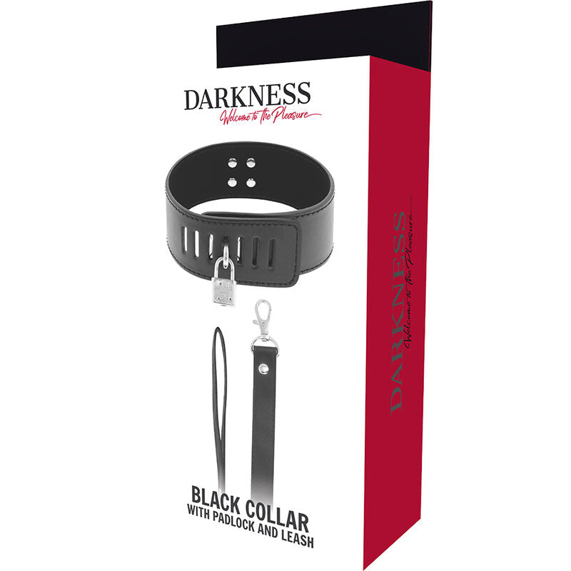 DARKNESS - COLLIER BDSM AVEC SERRURE NOIRE